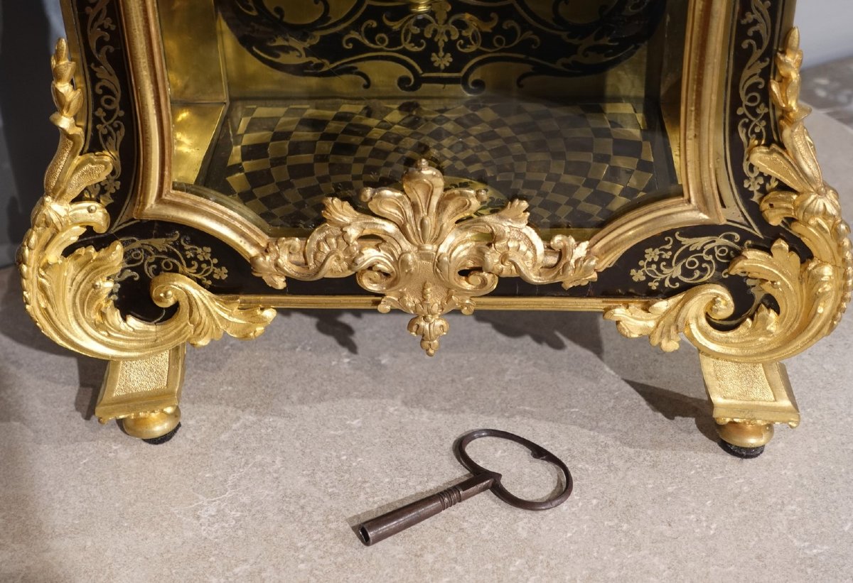 Pendule Louis XIV marqueterie Boulle et mouvement Jacques Thuret -photo-7