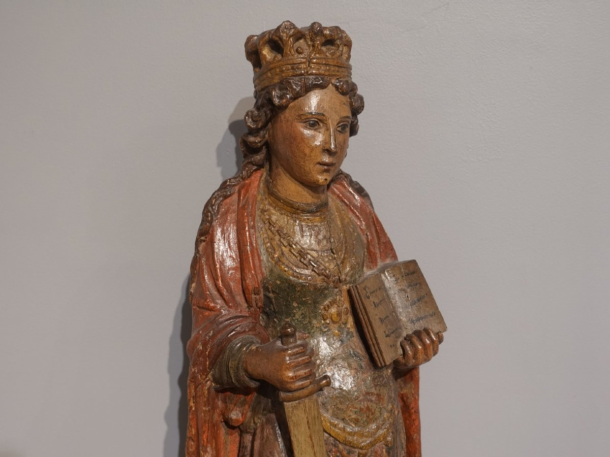 Sculpture Sainte Catherine XVI° siècle-photo-1