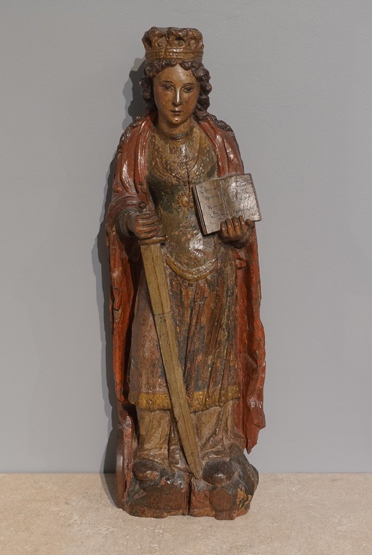 Sculpture Sainte Catherine XVI° siècle-photo-5