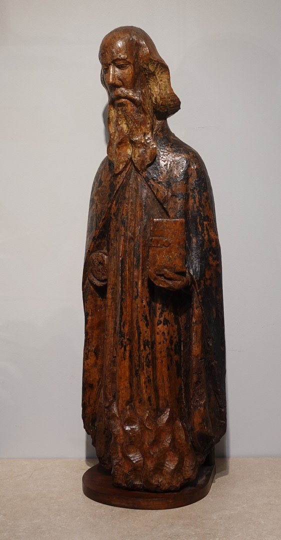 Saint Anthony The Hermit In Polychrome Walnut, Late 15th Century-photo-2