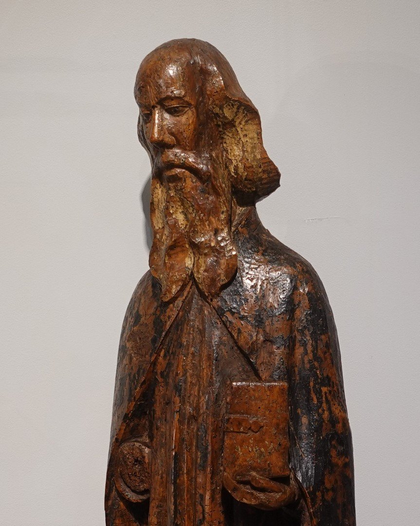 Saint Anthony The Hermit In Polychrome Walnut, Late 15th Century-photo-3