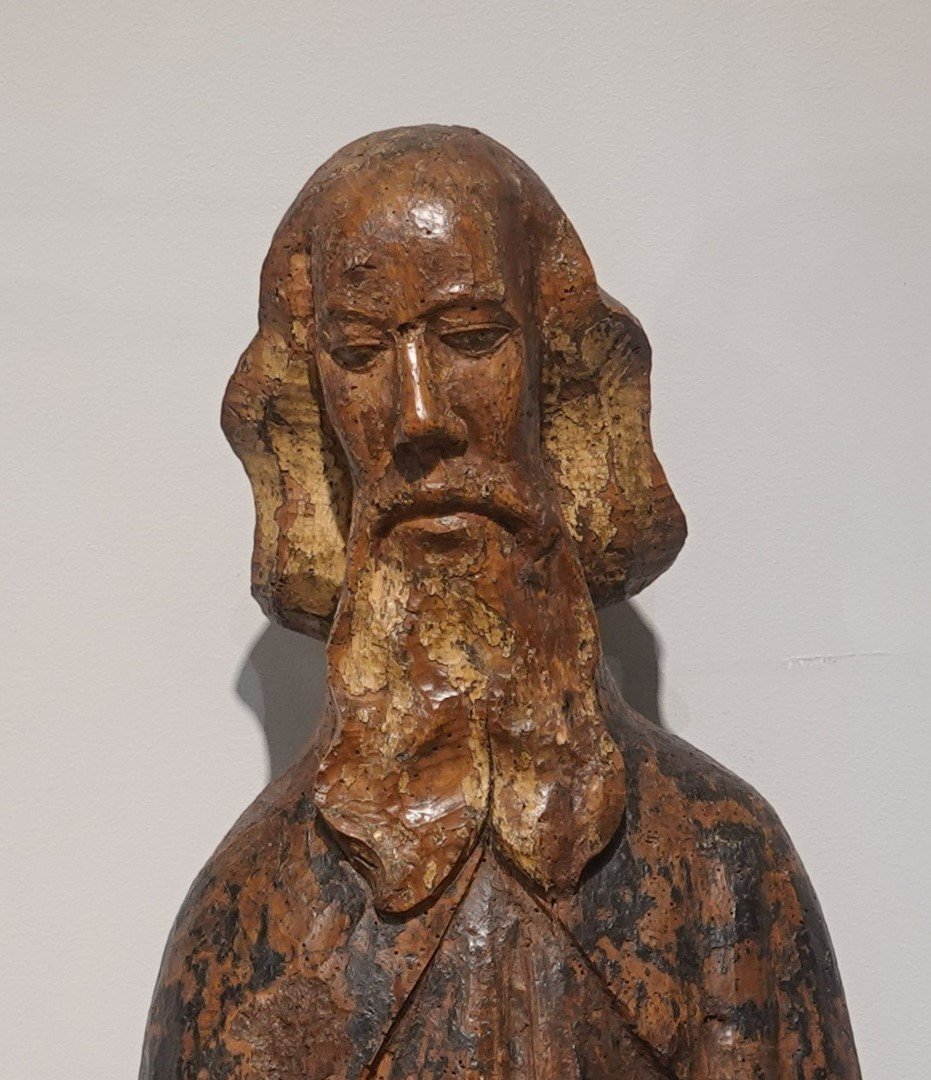Saint Anthony The Hermit In Polychrome Walnut, Late 15th Century-photo-4