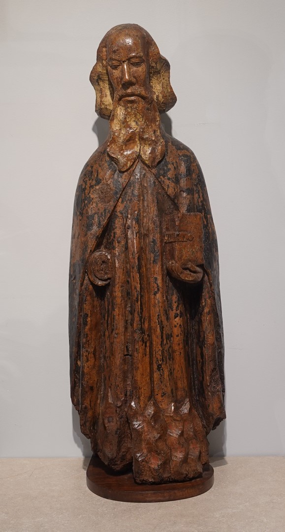 Saint Anthony The Hermit In Polychrome Walnut, Late 15th Century