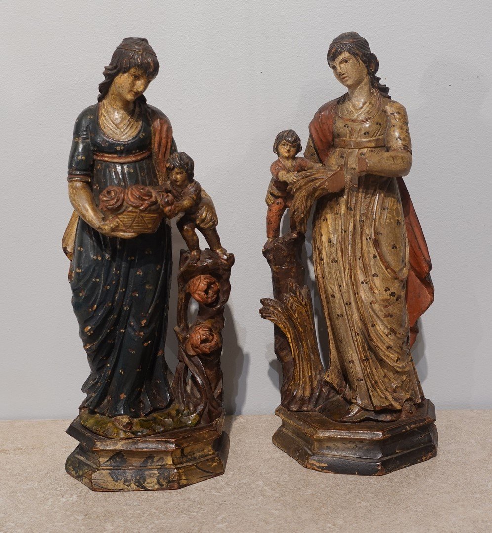 Statuettes Representing The Allegory Of The Four Seasons, 18th Century-photo-2