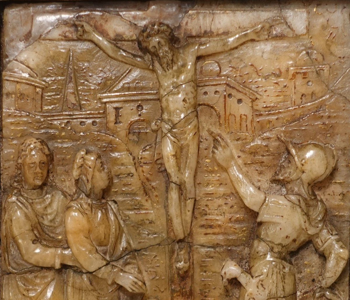 Alabaster Bas-relief Of The Crucifixion, Mechelen, 17th Century-photo-2