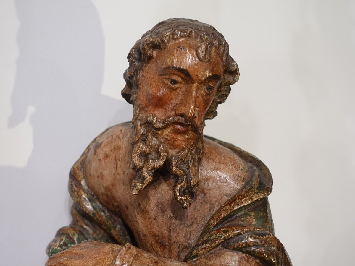 17th-century Polychrome Wooden Statue Of Saint Paul-photo-2