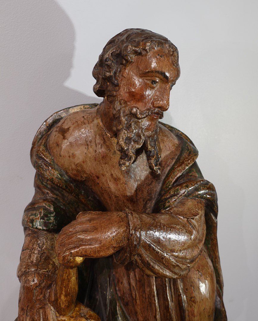 17th-century Polychrome Wooden Statue Of Saint Paul-photo-3