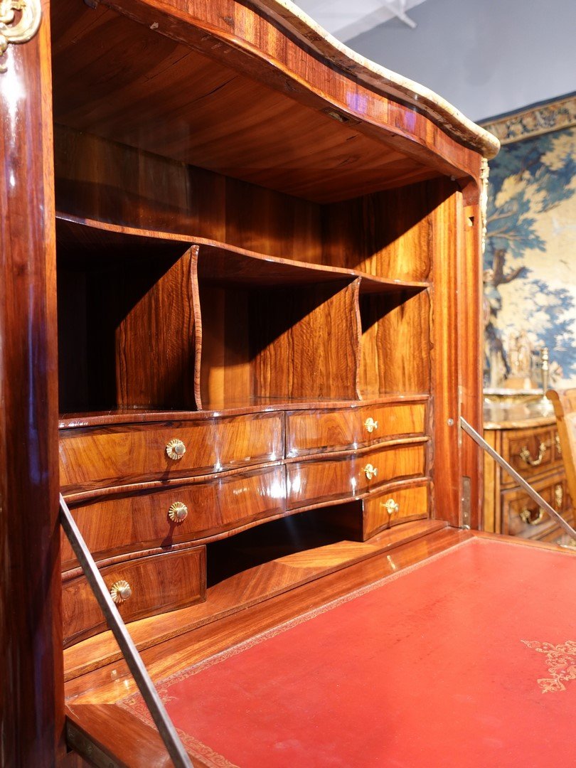 Louis XV Marquetry Secretary, Stamped P. Roussel-photo-2
