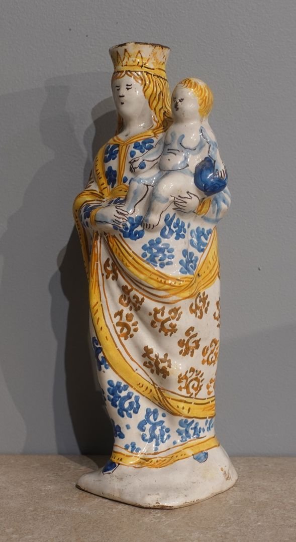 18th Century Nevers Faience "virgin Of Childbirth"-photo-3