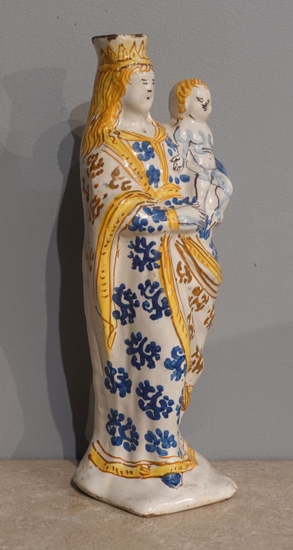 18th Century Nevers Faience "virgin Of Childbirth"-photo-4