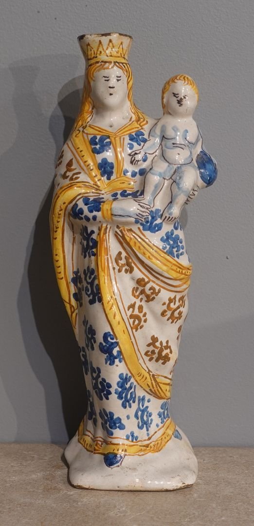 18th Century Nevers Faience "virgin Of Childbirth"