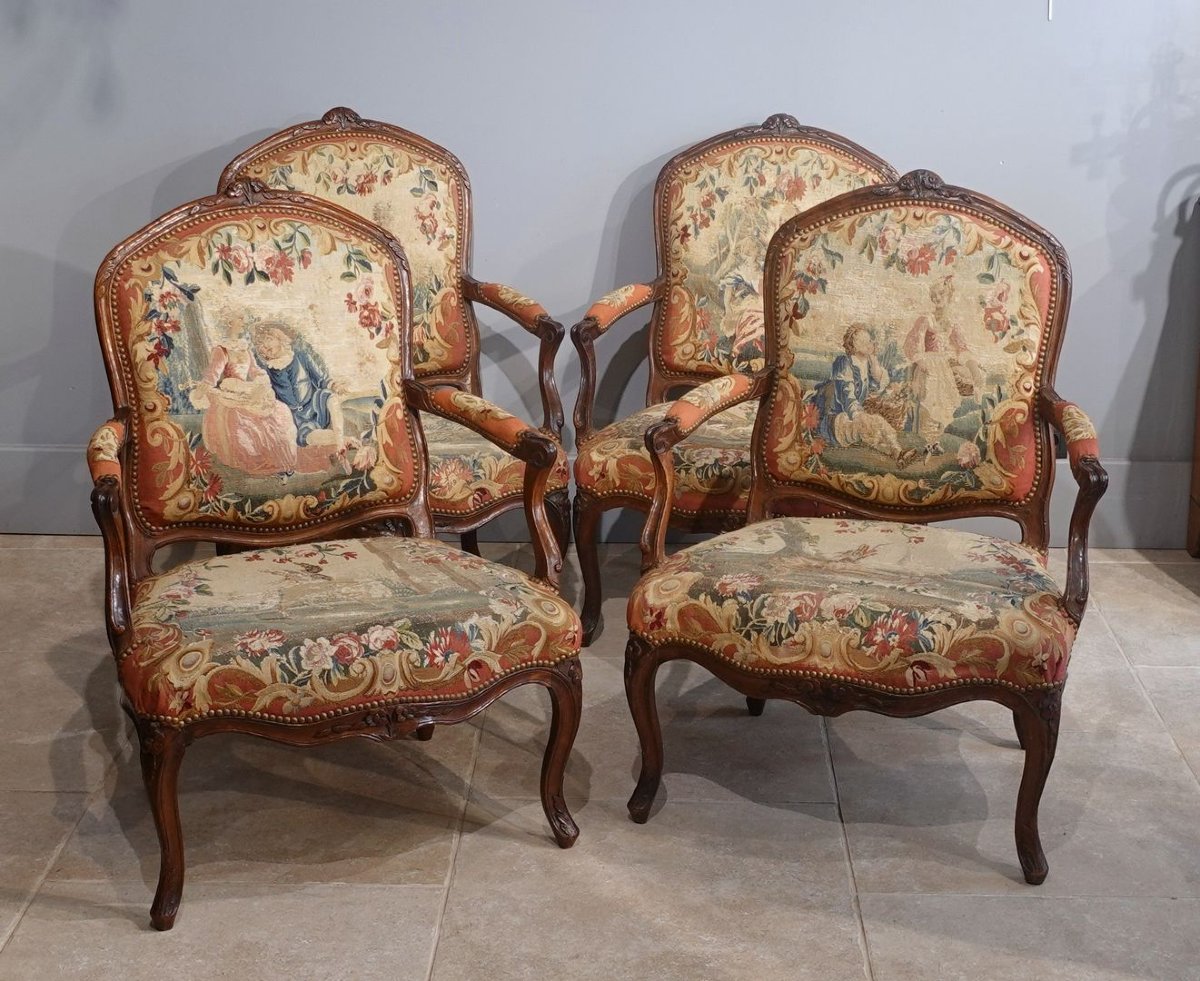 A Set Of Four Louis XV  ''à La Reine''  Armchairs