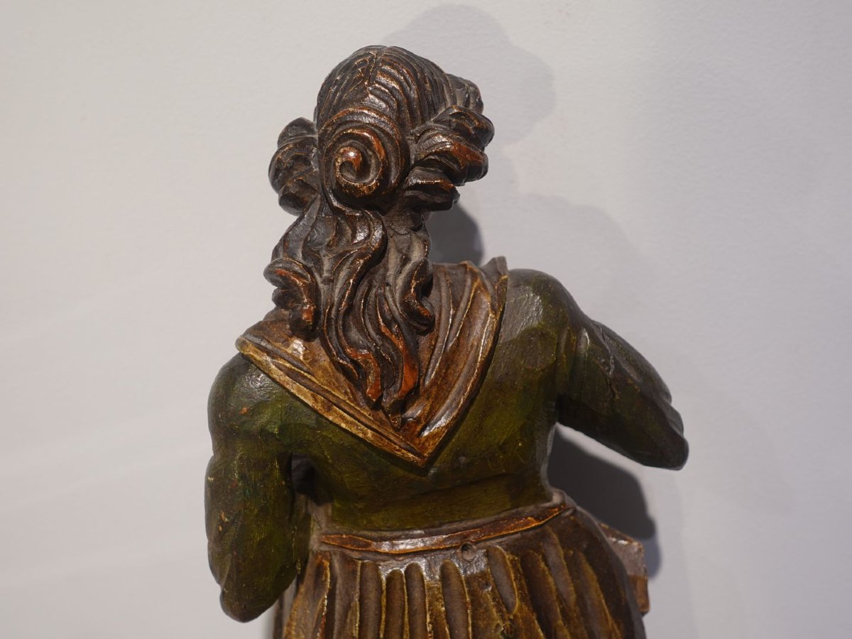 Sculpture sur bois '' Femme qui sème'' d'époque XVIII°-photo-4