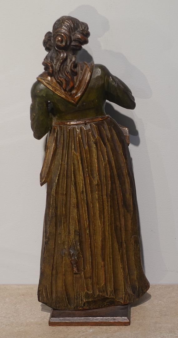 Sculpture sur bois '' Femme qui sème'' d'époque XVIII°-photo-2