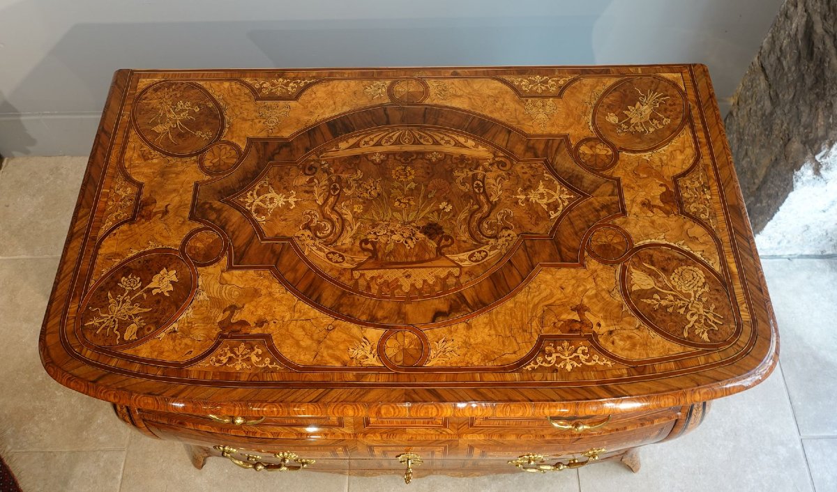 Regency-period Bombe Commode With Floral Marquetry-photo-3