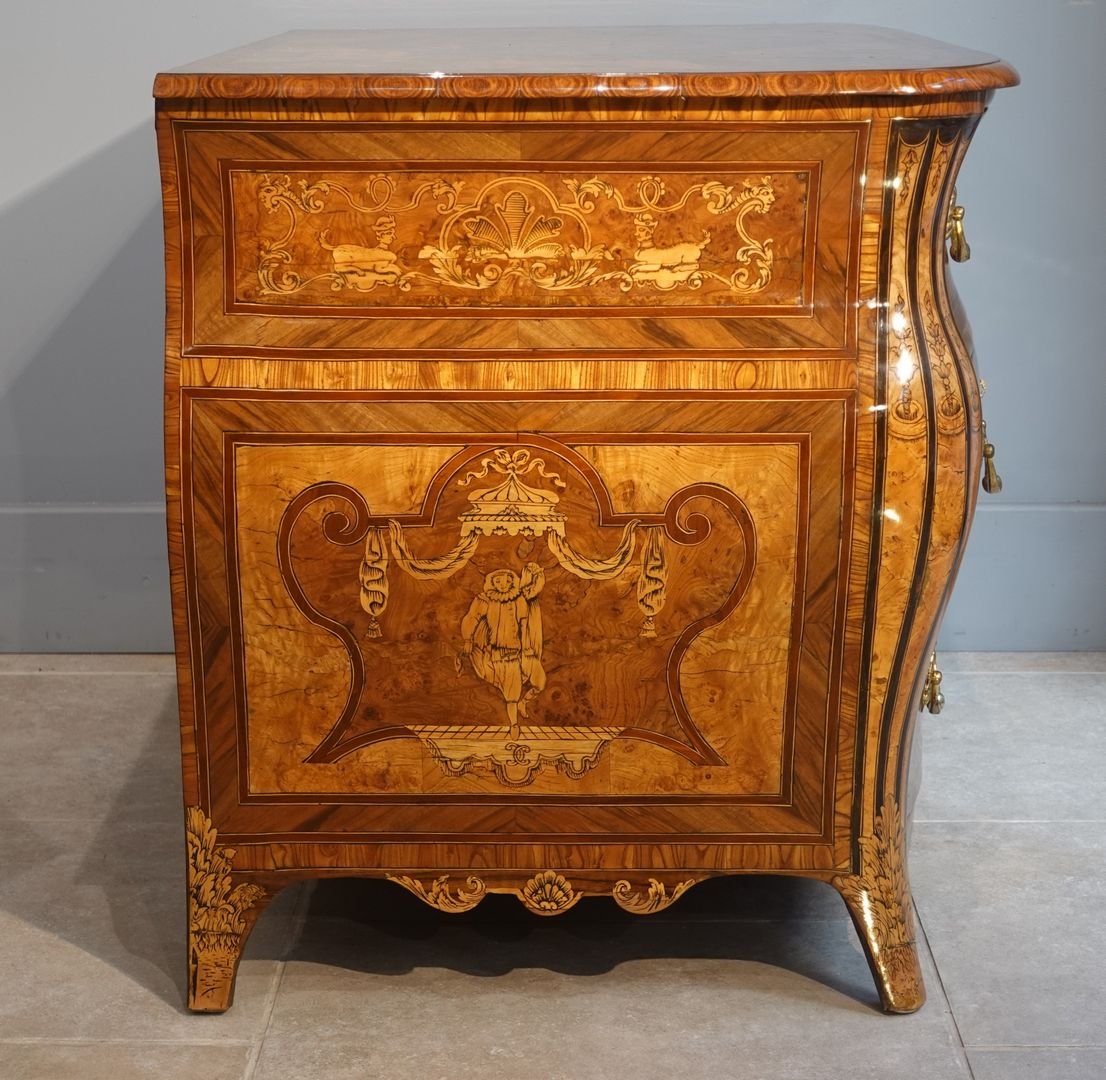 Regency-period Bombe Commode With Floral Marquetry-photo-4
