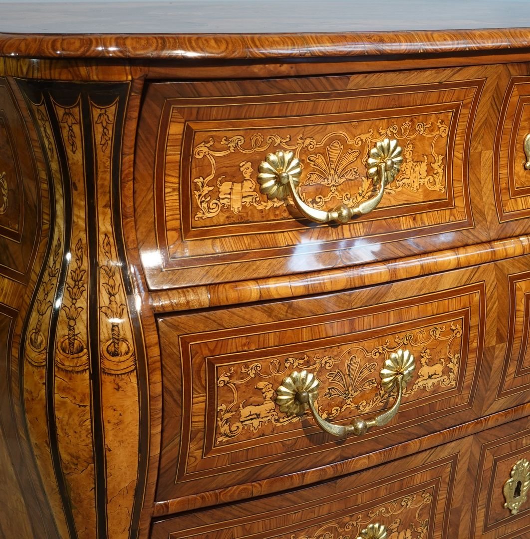 Regency-period Bombe Commode With Floral Marquetry-photo-1