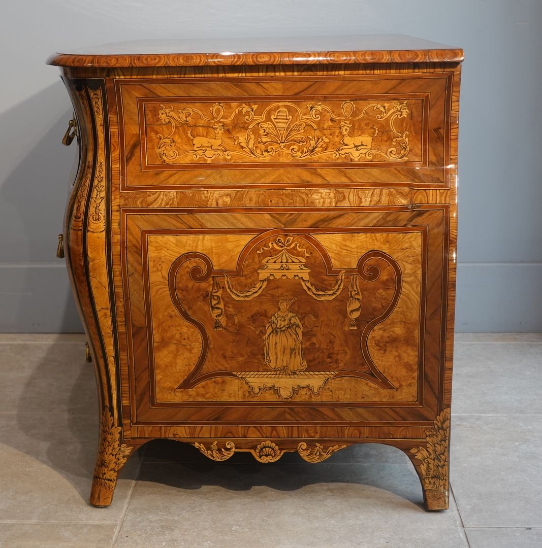 Regency-period Bombe Commode With Floral Marquetry-photo-2