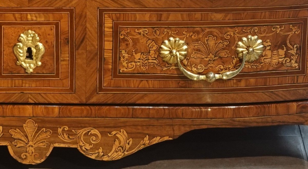 Regency-period Bombe Commode With Floral Marquetry-photo-4