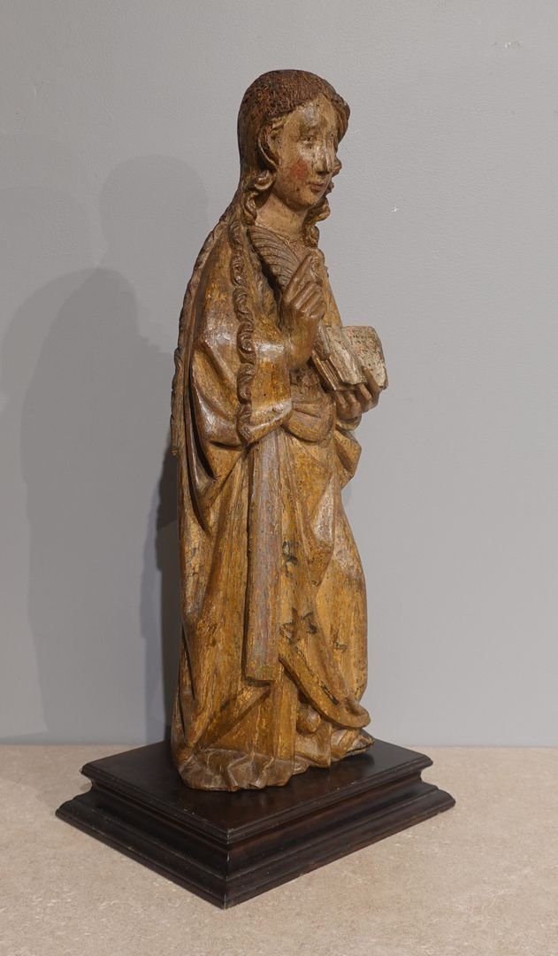 Sculpture Sainte Agnès ?  École flamande circa 1500-photo-2