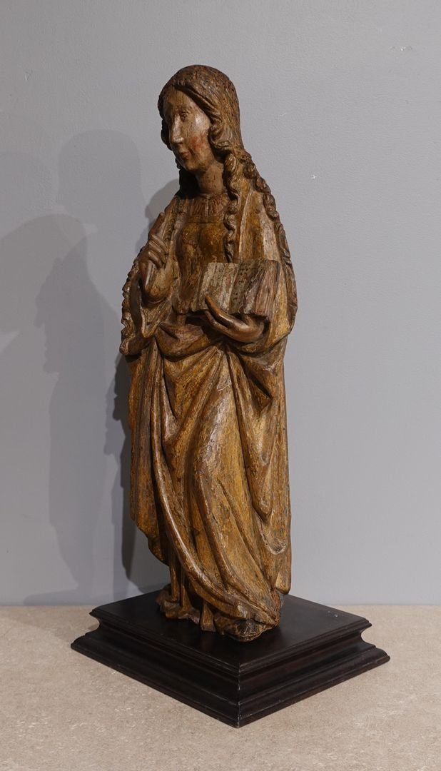 Sculpture Sainte Agnès ?  École flamande circa 1500-photo-3