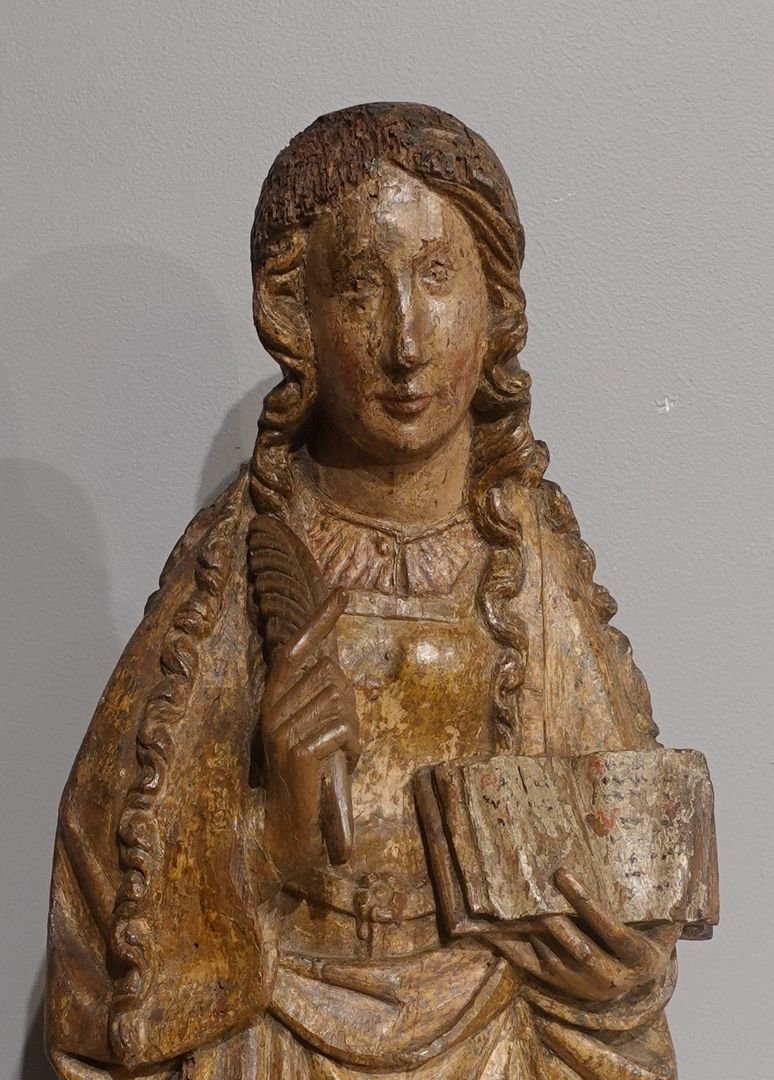 Sculpture Sainte Agnès ?  École flamande circa 1500-photo-4