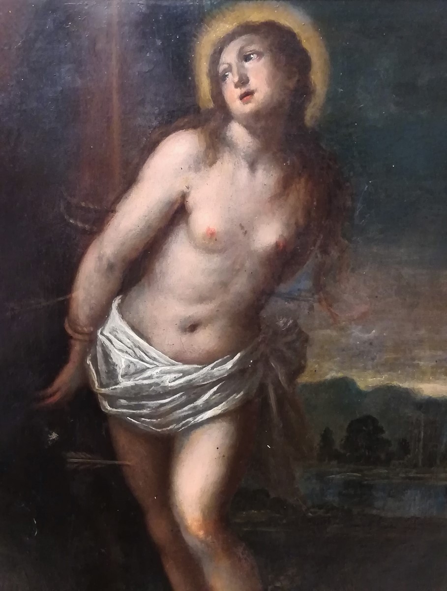  Peinture sur cuivre représentant « Sainte Christine de Rome » d'époque XVIII°-photo-3
