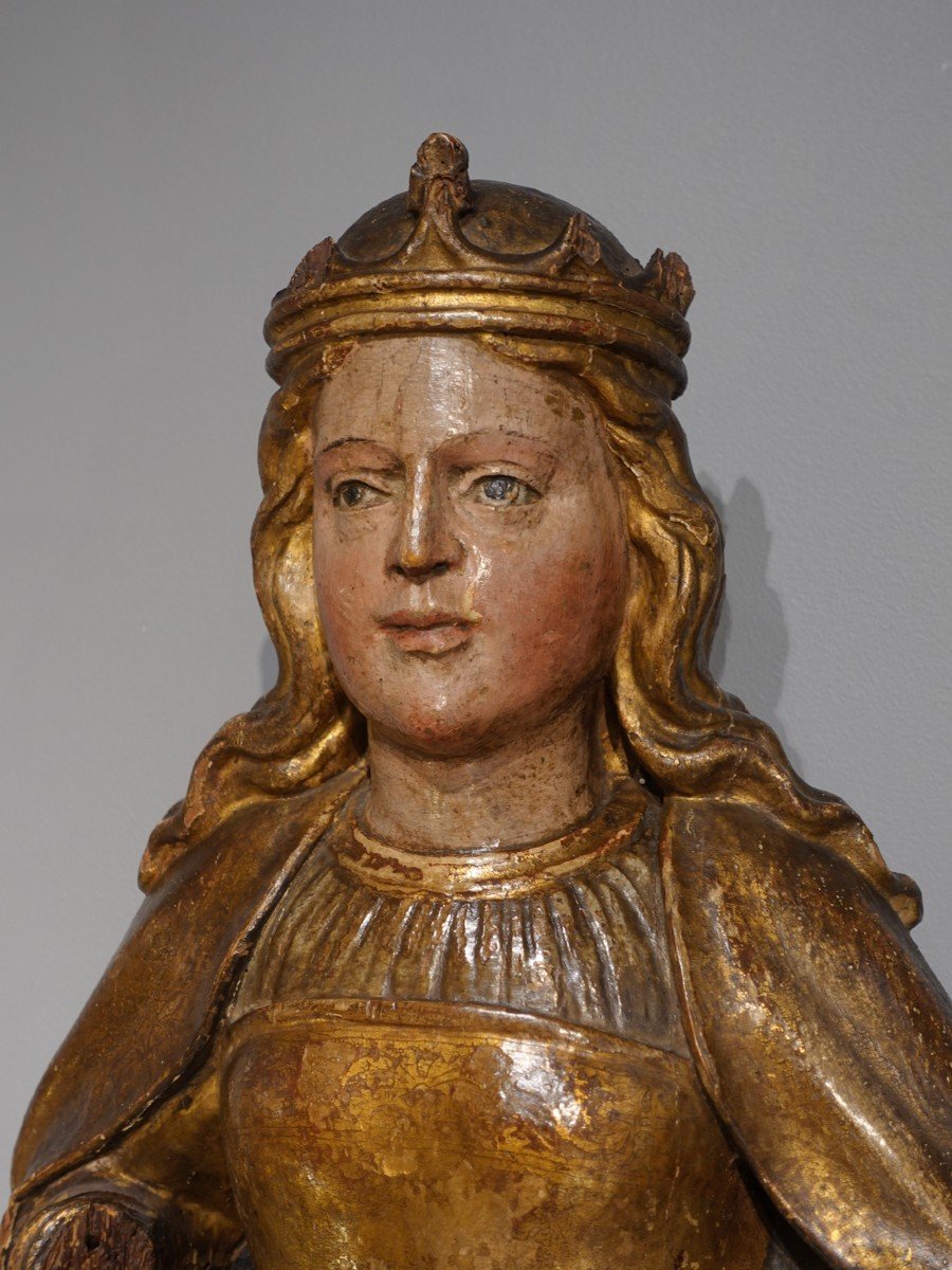  Sainte Catherine en bois sculpté doré polychrome circa 1520-1530-photo-2