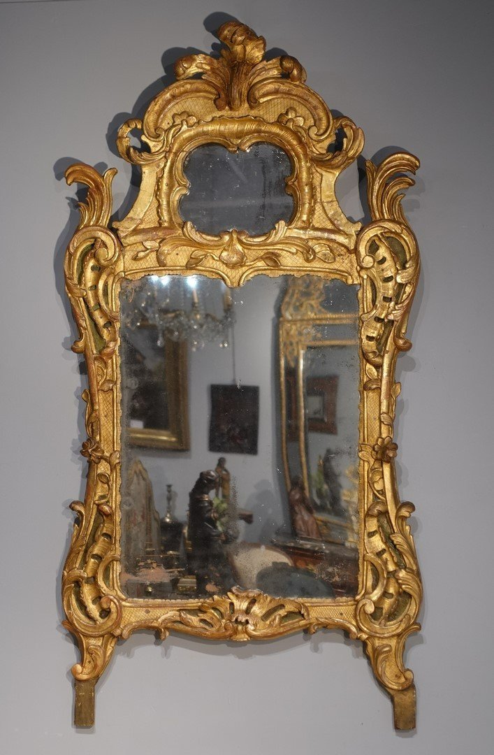 Provençal Mirror In Gilded Wood, Late 18th Century