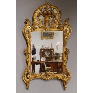 Provençal Mirror In Gilded Wood, Late 18th Century