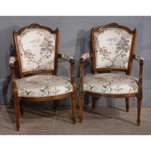 Pair Of Louis XVI Armchairs Stamped Pillot