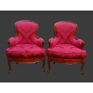 Pair Of Convertible Bergeres Stamped N.t Porrot, 18th Century