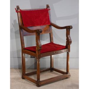 Fauteuil d'apparat en noyer d'époque Renaissance