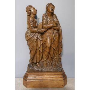Saint Jean et Vierge de Calvaire en chêne – Flandres -  début XVI°