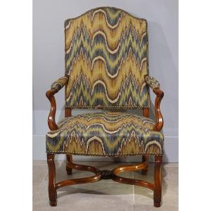 Grand fauteuil en noyer d'époque Louis XIV