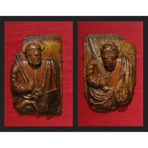 St Peter And St Paul Panels – High Relief Sculpture – 16th Century