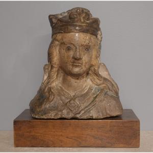 Tête de Vierge couronnée – France – Début du XV° siècle