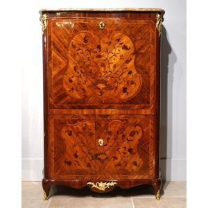 Louis XV Marquetry Secretary, Stamped P. Roussel