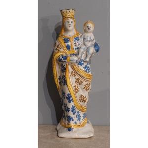 18th Century Nevers Faience "virgin Of Childbirth"