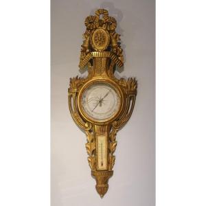18th-century Gilt-wood Barometer-thermometer