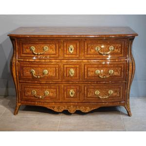 Regency-period Bombe Commode With Floral Marquetry