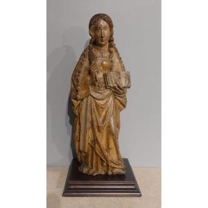 Sculpture Of Saint Agnes ? Flemish School, Circa 1500