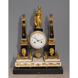 Portico Louis XVI Clock, Signed Degré, From The 18th Century