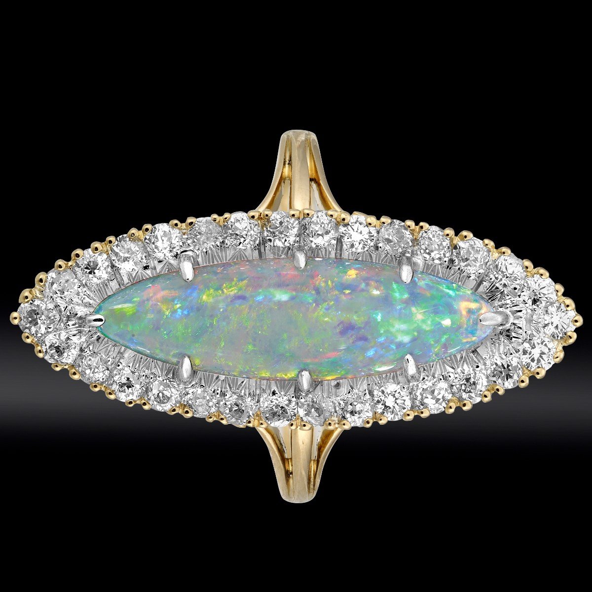 Marquise Opale Et Diamants Fin XIXe-photo-2