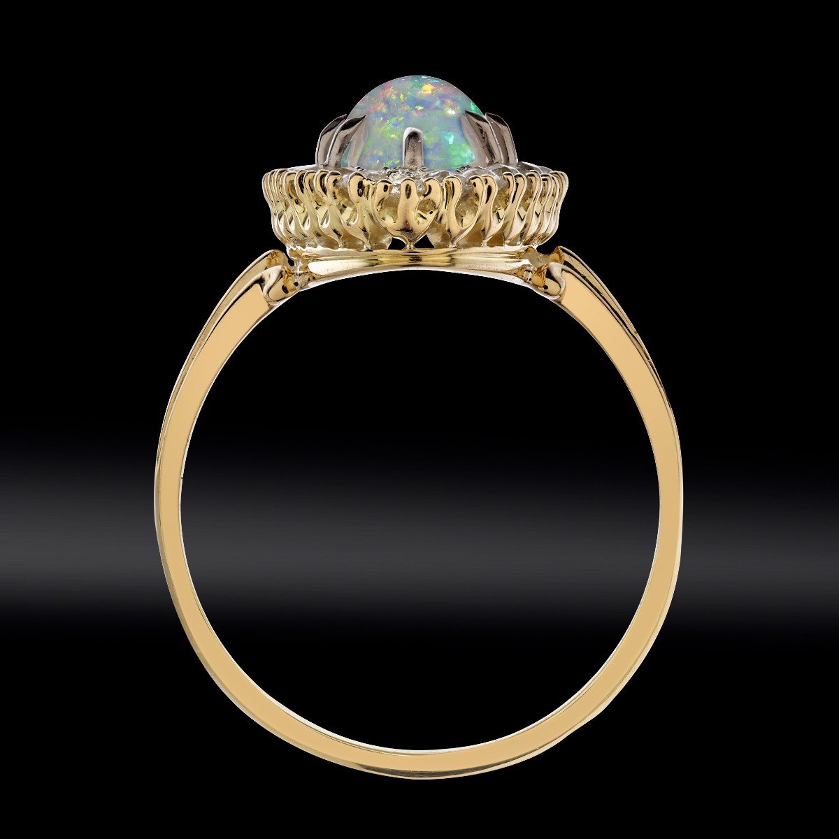 Marquise Opale Et Diamants Fin XIXe-photo-3