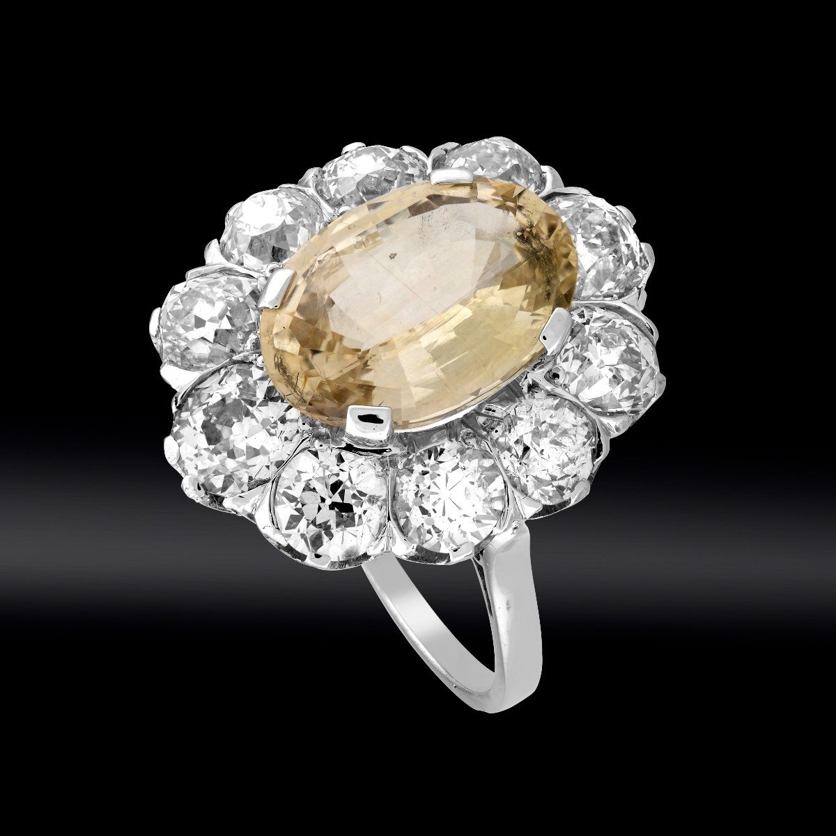 Yellow Sapphire And Brilliant Pompadour Ring