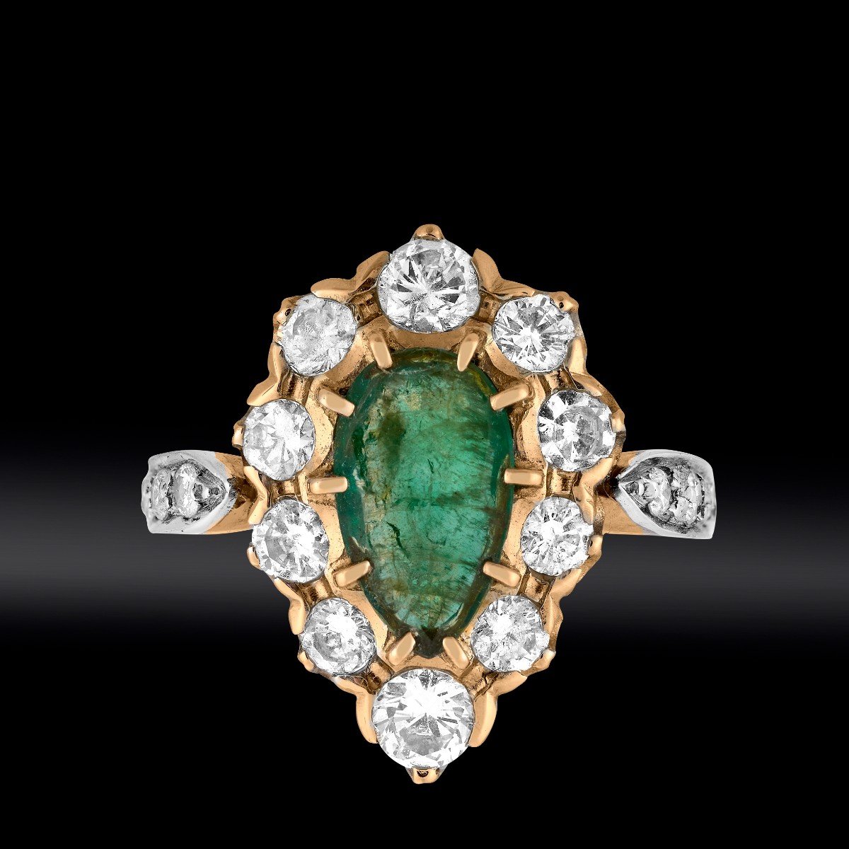 Bague émeraude Poire Et Brillants 3 Carats-photo-2