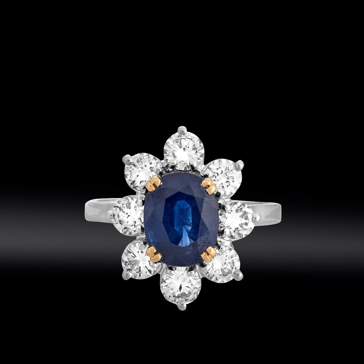 Bague Marguerite Saphir Et Brillants 1,70 Carat-photo-2