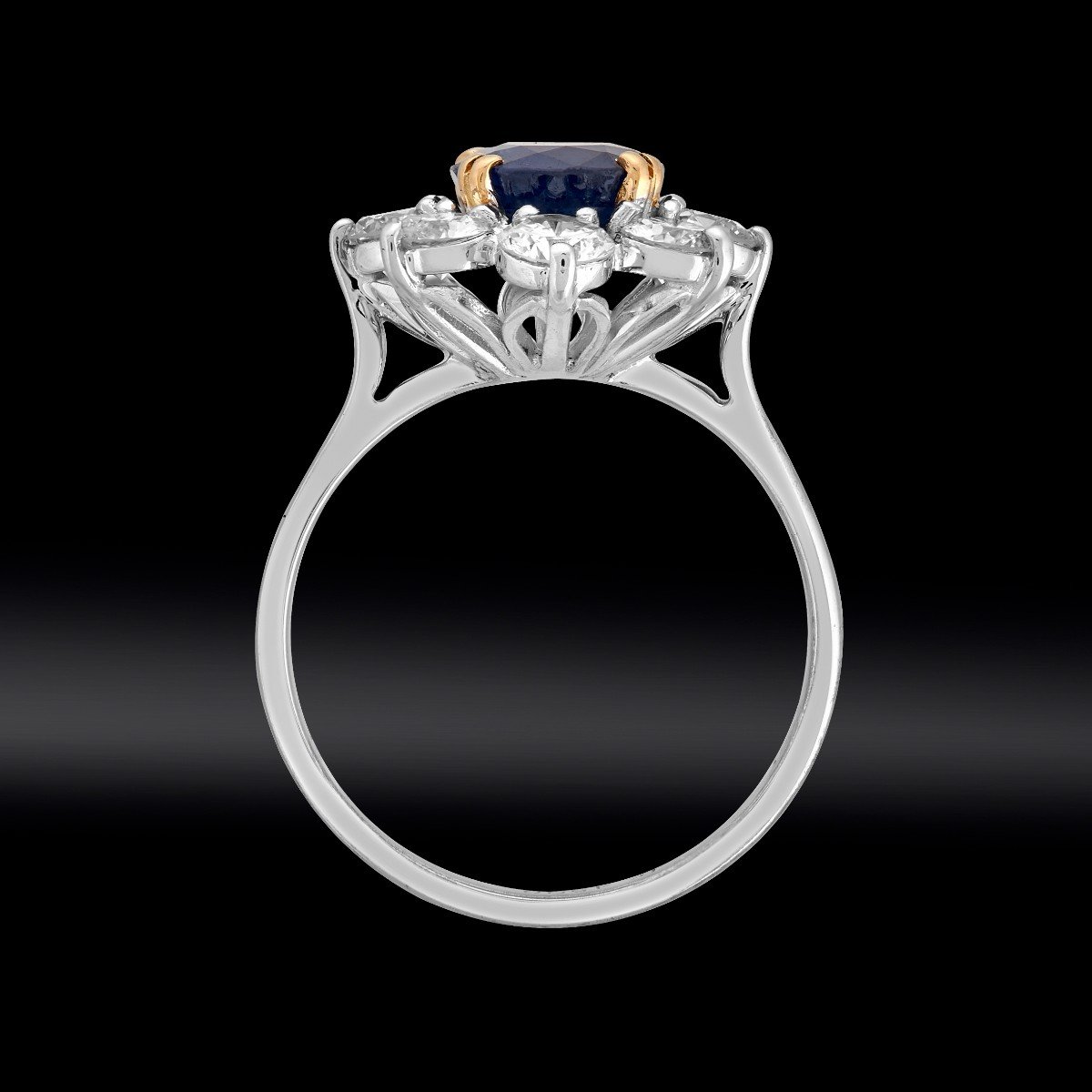 Bague Marguerite Saphir Et Brillants 1,70 Carat-photo-3