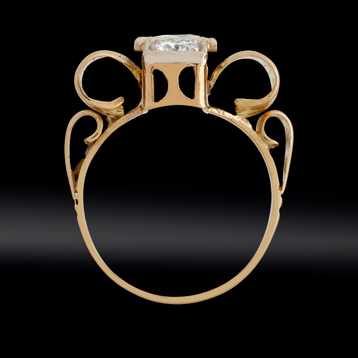 Diamond And Gadroon Knot Ring Circa 1950 -photo-3